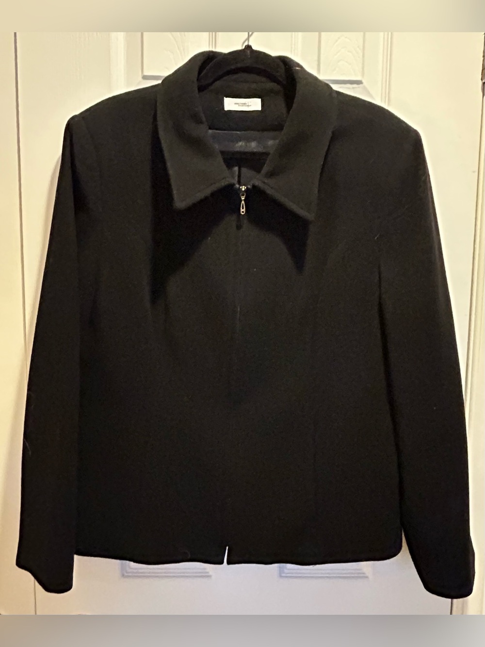 Vintage Wool and Cashmere blend Black Zip-Front Women's Jacket - size 14